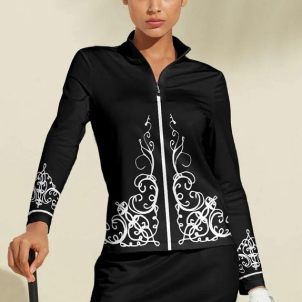 Acegolf Quarter Zip Black and White Women's Moisture Wicking Top brand new